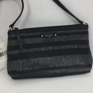 Kate Spade Black and Silver Striped Shoulder Bag